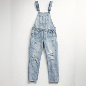 Rare Lucky Brand Floral Embroidered Boyfriend Overalls - Size small